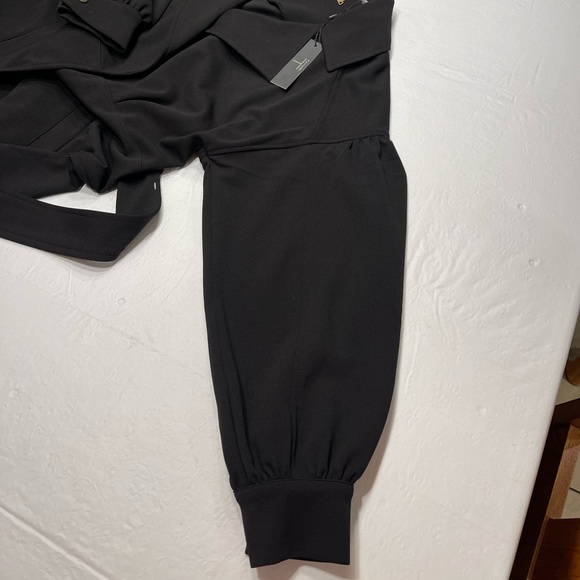 TAHARI black long-line open front trench coat w/belt NWT - Picture 10 of 11